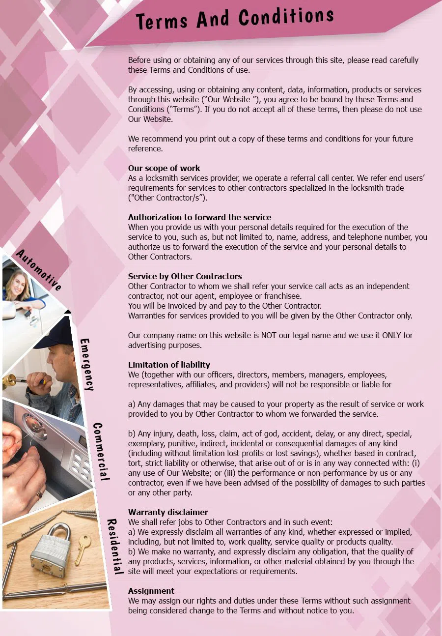 Los Angeles Door & Lock, Los Angeles, CA 310-359-6642 - terms-and-condition-n-59m